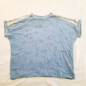 Blue Textured Sequin Top